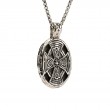 Sterling Silver Oxidized XL Celtic Cross Oval Pendant-1