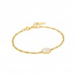 Compass Emblem Gold Figaro Chain Bracelet-1