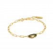 FOREST GREEN ENAMEL CARABINER GOLD BRACELET-1