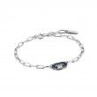 NAVY BLUE ENAMEL CARABINER SILVER BRACELET-1