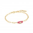 Neon Pink Enamel Carabiner Gold Bracelet-1