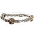 Sterling Silver Oxidized Bronze Dragon Spirit Coin Woven Bracelet-1