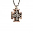 Sterling Silver Oxidized Bronze Medium Biker Cross Pendant-1