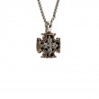 Sterling Silver Oxidized Bronze Small Biker Cross Pendant-1