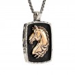 Sterling Silver Oxidized Bronze Large Horse Pendant-1