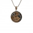 Sterling Silver Oxidized Bronze with Black CZ Medallion Dragon Pendant-1