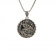 Sterling Silver Oxidized Bronze with Black CZ Medallion Dragon Pendant-3