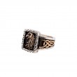 Sterling Silver Oxidized Bronze Black Cubic Zirconia Raven Ring-1