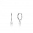 Silver Padlock Huggie Hoop Earrings-1