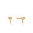 Gold Key Sparkle Stud Earrings-1