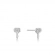 Silver Key Sparkle Stud Earrings-1