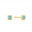 GOLD TURQUOISE SQUARE STUD EARRINGS-1