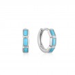 SILVER TURQUOISE HUGGIE HOOP EARRINGS-1