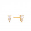 GOLD MOTHER OF PEARL AND KYOTO OPAL STUD EARRINGS-1