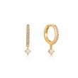 GOLD SPARKLE KYOTO OPAL DROP HUGGIE HOOP EARRINGS-1