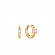 GOLD KYOTO OPAL CABOCHON HUGGIE HOOP EARRINGS-1