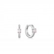 SILVER KYOTO OPAL CABOCHON HUGGIE HOOP EARRINGS-1