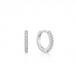 SILVER SPARKLE HUGGIE HOOP EARRINGS-1