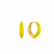 Neon Yellow Enamel Gold Sleek Huggie Hoop Earrings-1