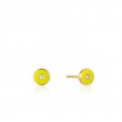 Neon Yellow Enamel Disc Gold Stud Earrings-1