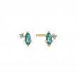 TEAL SPARKLE EMBLEM STUD EARRINGS-1