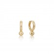 Gold Orb Drop Huggie Hoop Earrings-1