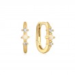 Gold Kyoto Opal Oval Huggie Hoop Earrings-1