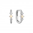 Silver Kyoto Opal Oval Huggie Hoop Earrings-1