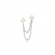 Silver Kyoto Opal Drop Chain Barbell Single Earring-1