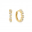 Gold Sparkle Cluster Huggie Hoop Earrings-1