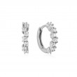 Silver Sparkle Cluster Huggie Hoop Earrings-1