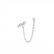 Silver Celestial Drop Chain Barbell Single Earring-1