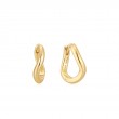 Gold Twist Huggie Hoop Earrings-1