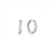 Silver Twisted Wave Huggie Hoop Earrings-1