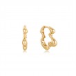 Gold Twisted Wave Hoop Earrings-1