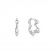 Silver Twisted Wave Hoop Earrings-1