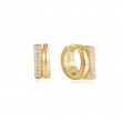 Gold Pavé Double Huggie Hoop Earrings-1