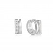 Silver Pavé Double Huggie Hoop Earrings-1