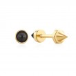 Gold Black Agate Point Barbell Single Earring-1