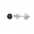 Silver Black Agate Point Barbell Single Earring-1