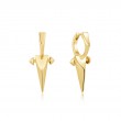 Gold Point Huggie Hoop Earrings-1