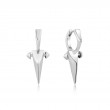 Silver Point Huggie Hoop Earrings-1