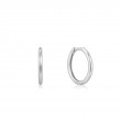 14KT WHITE GOLD HUGGIE HOOP EARRINGS-1