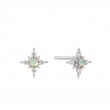 14KT WHITE GOLD OPAL AND WHITE SAPPHIRE STAR STUD EARRINGS-1