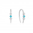 14KT WHITE GOLD TURQUOISE CABOCHON AND WHITE SAPPHIRE HOOK EARRINGS-1