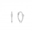 14KT WHITE GOLD SINGLE NATURAL DIAMOND HUGGIE HOOP EARRINGS-1