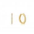 14KT GOLD NATURAL DIAMOND HUGGIE HOOP EARRINGS-1