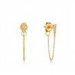 14KT GOLD NATURAL DIAMOND DROP CHAIN STUD EARRINGS-1