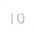 14KT WHITE GOLD STARGAZER Natural DIAMOND HUGGIE HOOP EARRINGS-1