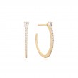 14kt Gold White Sapphire Hoop Earrings-1